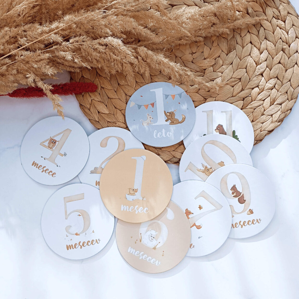 Kartice mejnikov za novorojenčka živali - nevtralne