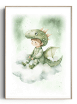 stenska dekoracija otroske sobe pravljični print zmaj