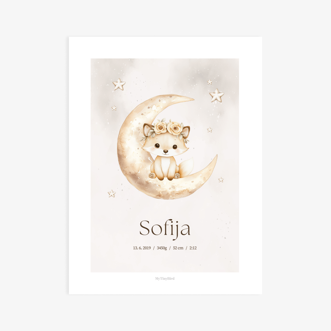 Plakat rojstva - Lisička na luni