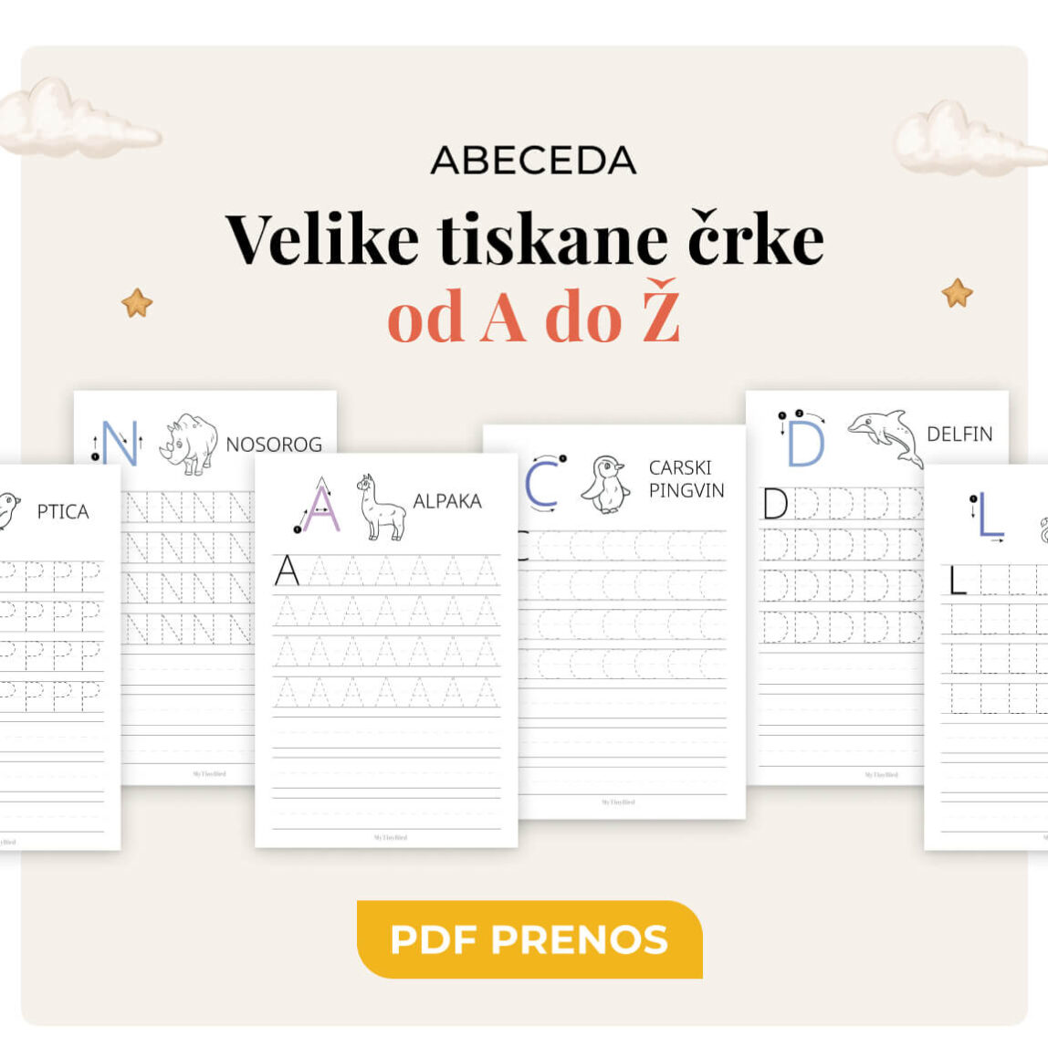 Velike tiskane črke - Učimo se pisanja