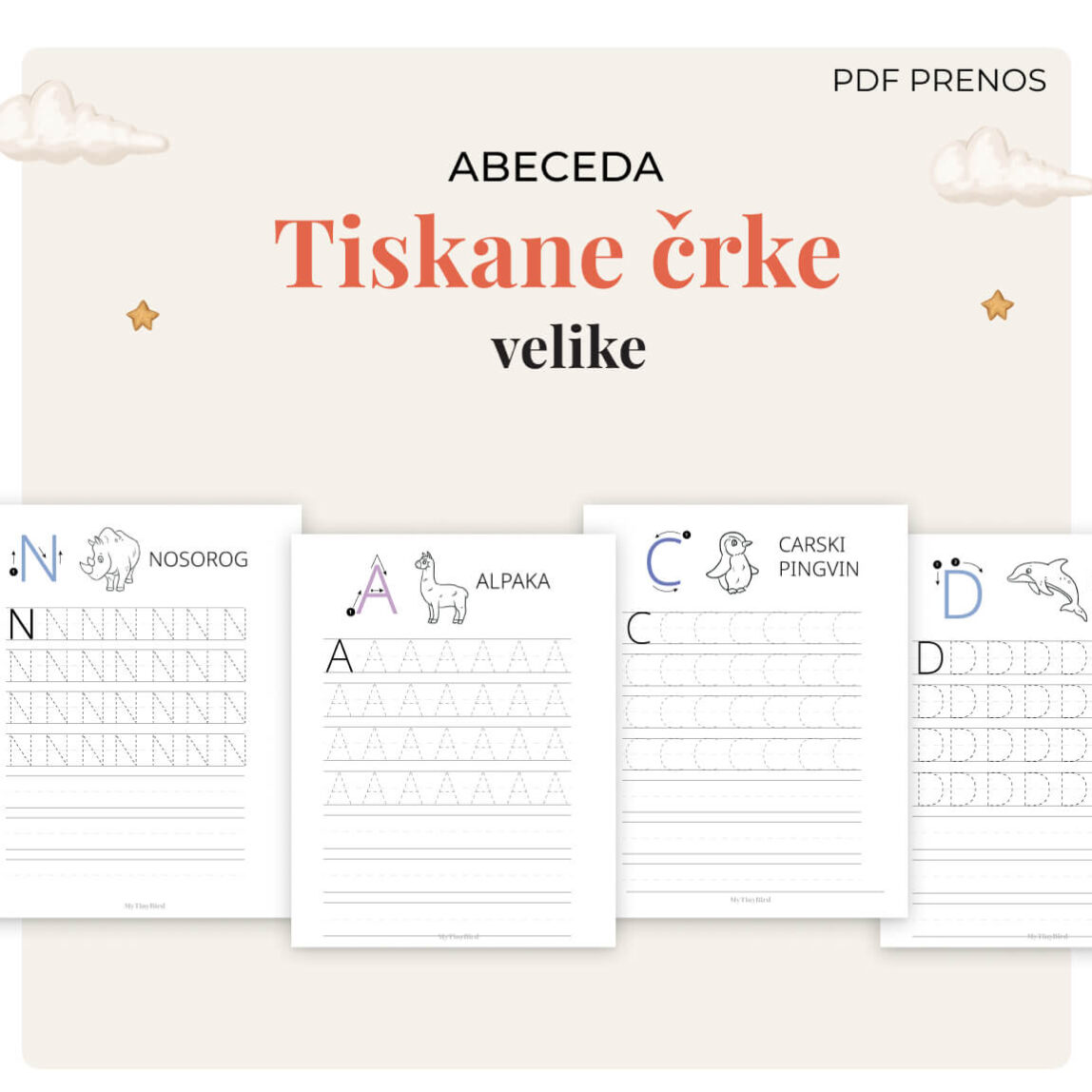 Velike tiskane črke - Učimo se pisanja