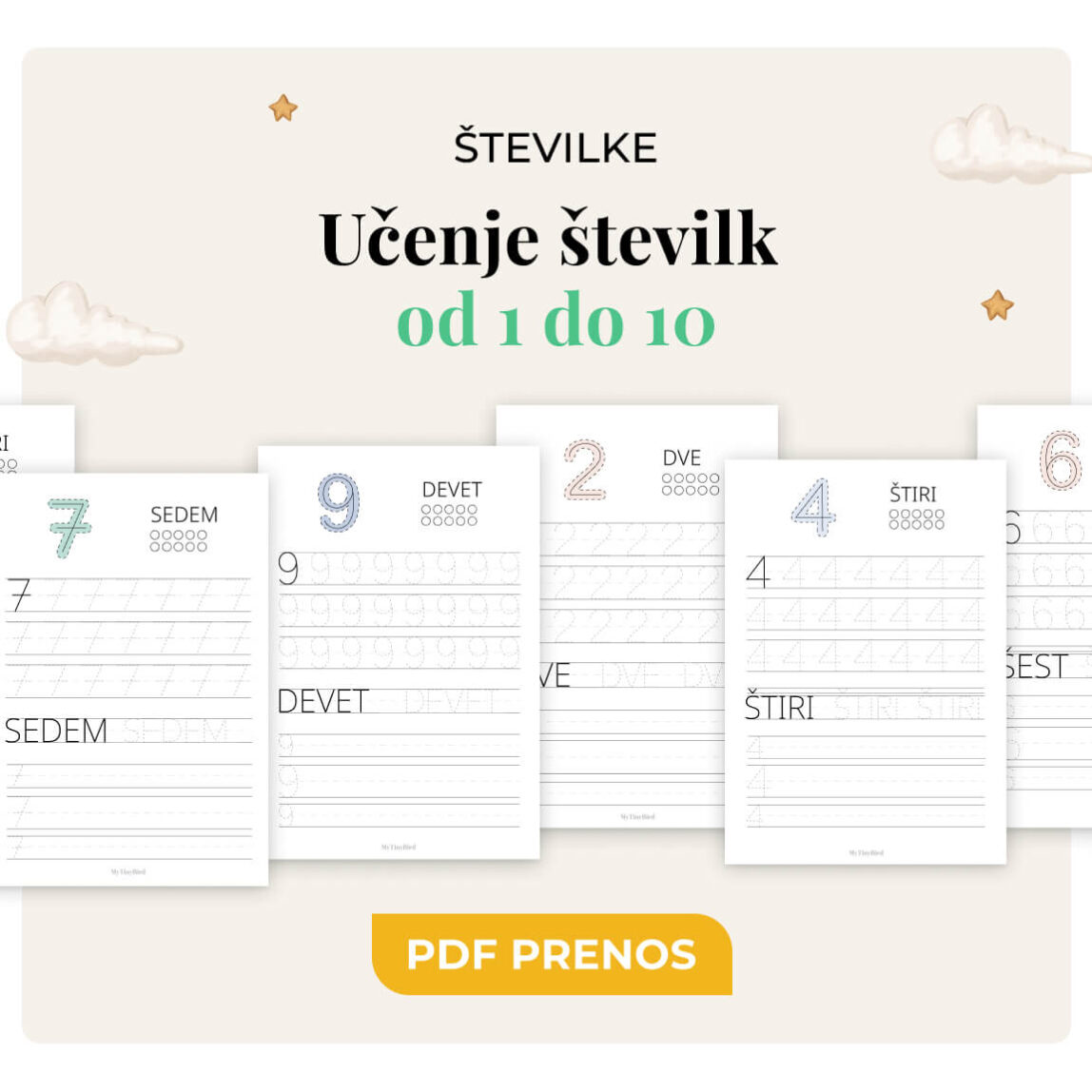 Številke - Učimo se pisanja