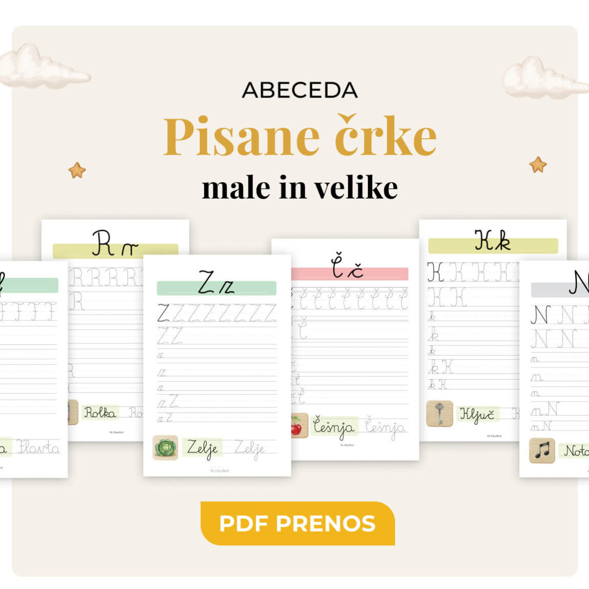 Velike in male pisane črke - Učimo se pisanja