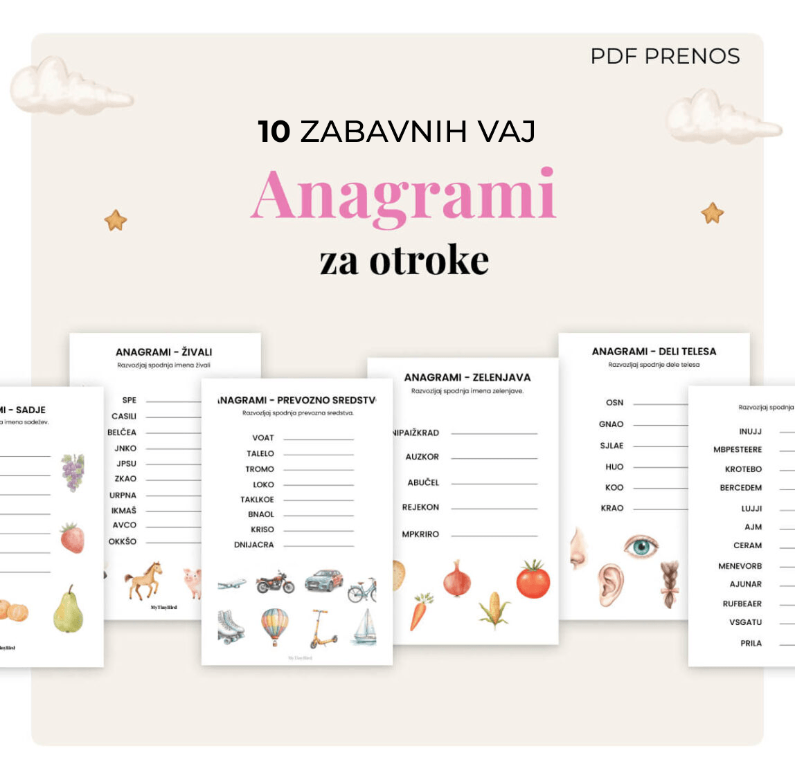 Anagrami za otroke - PDF natisni sam